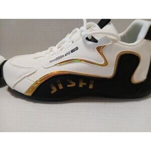 Mens 8 Stylish Sneakers Navy Blue, White ,Gold Lace-up Casual Breathable Durable